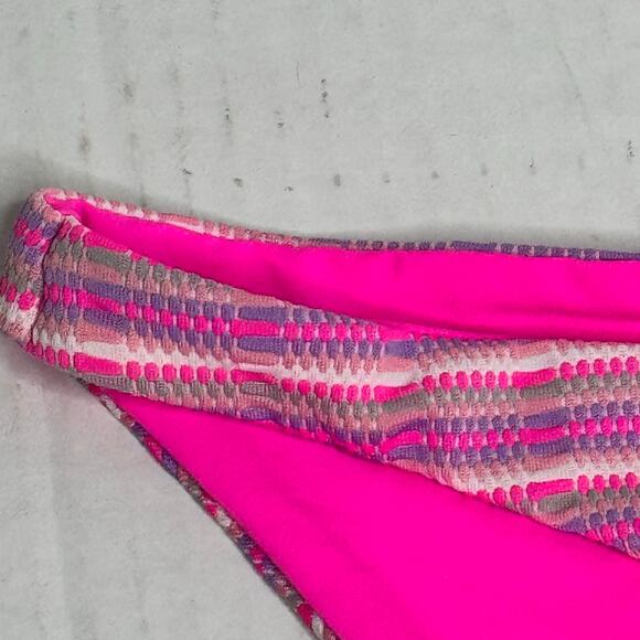 L*Space Camacho Classic Bikini Bottom Pink Stripe Nylon Swimwear NWT Small - Picture 3 of 7